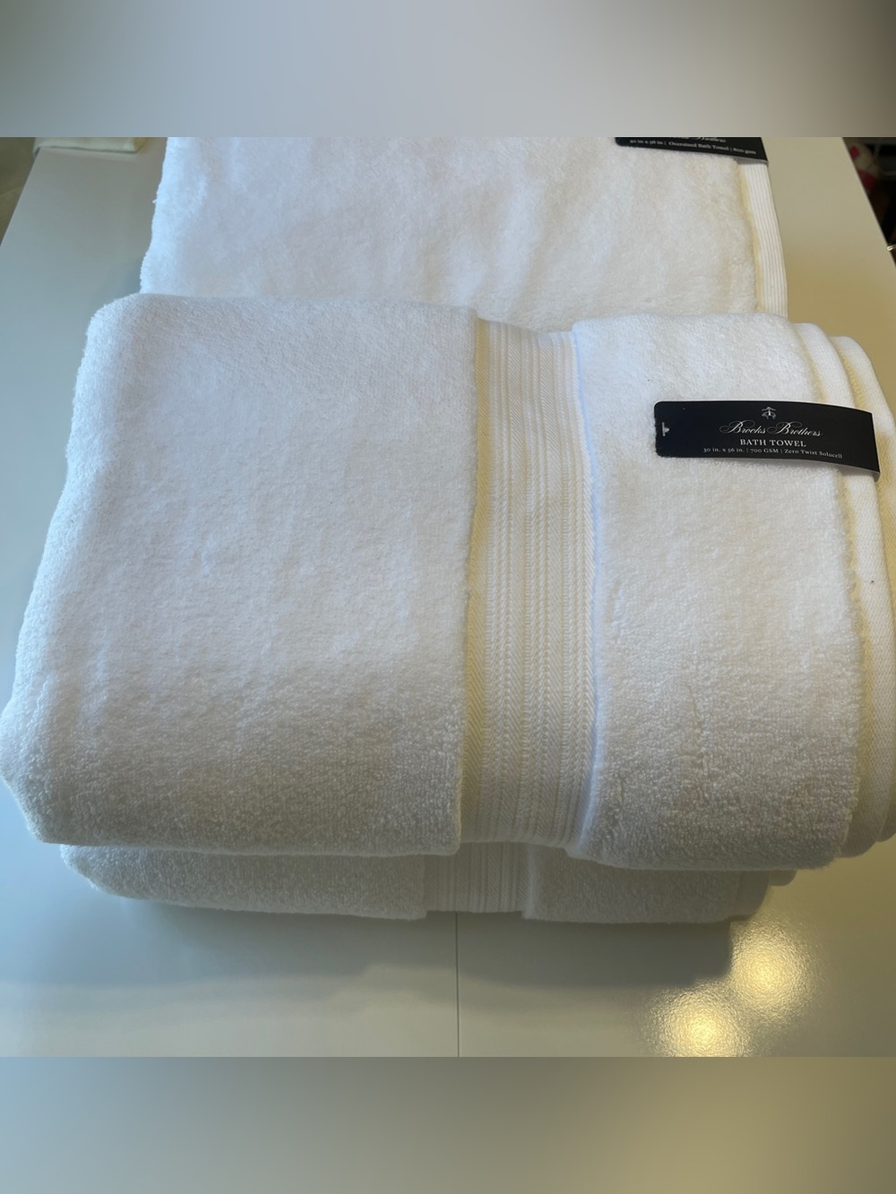New Brooks Brothers 4 PC White Premium Bath Towels 550, 700, 800 GSM 100% Cotton - Picture 10 of 16